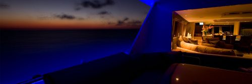 The view from the inside of the boat using the blue LED Light