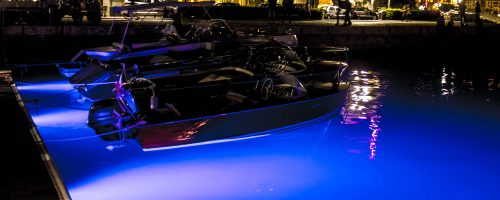 Boats in the dock with led lights