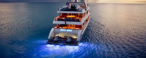The back view of a boat