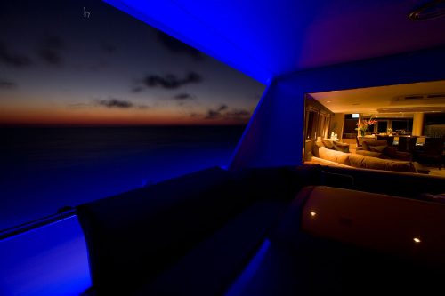 Superyacht interior lit up with LED lighting